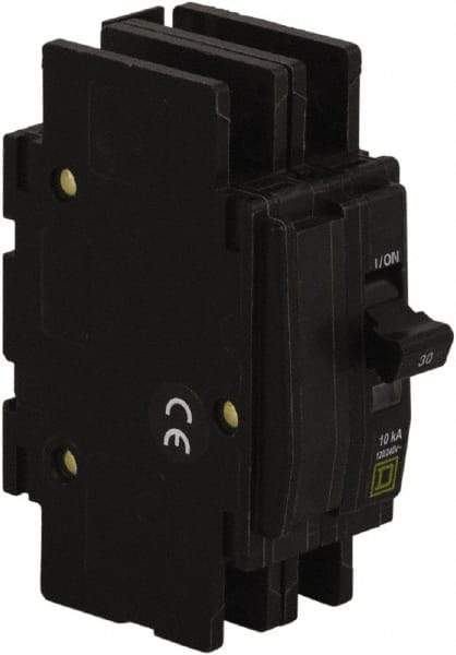 Square D - 60 Amp, 120/240 VAC, 2 Pole, DIN Rail Mounted, Flush Mount, Surface Mount Miniature Circuit Breaker - Thermal Magnetic Trip, 10 kA at 120/240 VAC Breaking Capacity, 14-2 (Aluminum), 14-2 (Copper) AWG, 74mm Deep x 103mm High x 19mm Wide - Benchmark Tooling