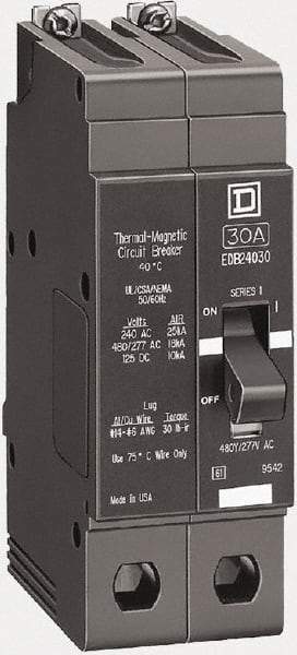 Square D - 20 Amp, 480Y/277 V, 2 Pole, Bolt On Miniature Circuit Breaker - 35 kA Breaking Capacity, 12, 14 AWG - Benchmark Tooling