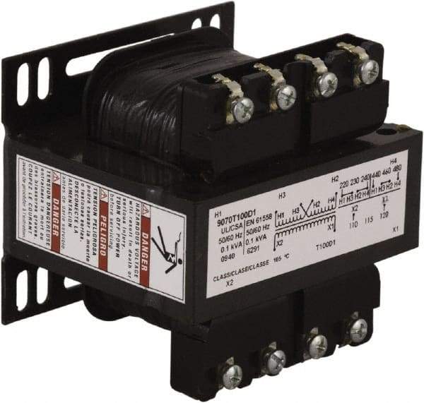 Square D - 1 Phase, 100 VA, Control Transformer - 131°F Temp Rise - Benchmark Tooling