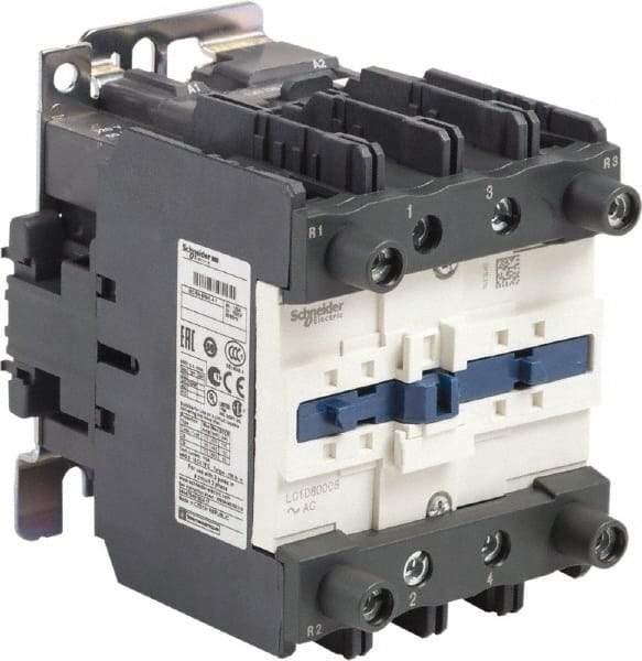 Schneider Electric - 4 Pole, 120 Coil VAC at 60 Hz, 125 Amp at 440 VAC, Nonreversible IEC Contactor - Bureau Veritas, CCC, CSA, CSA C22.2 No. 14, DNV, EN/IEC 60947-4-1, EN/IEC 60947-5-1, GL, GOST, LROS, RINA, RoHS Compliant, UL 508, UL Listed - Benchmark Tooling