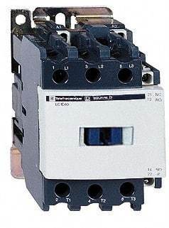 Schneider Electric - 3 Pole, 24 Coil VDC, 40 Amp at 440 VAC and 60 Amp at 440 VAC, Nonreversible IEC Contactor - 1 Phase hp: 3 at 115 VAC, 5 at 230/240 VAC, 3 Phase hp: 10 at 200/208 VAC, 10 at 230/240 VAC, 30 at 460/480 VAC, 30 at 575/600 VAC - Benchmark Tooling