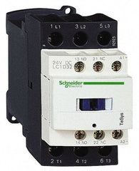 Schneider Electric - 3 Pole, 12 Coil VDC, 32 Amp at 440 VAC and 50 Amp at 440 VAC, Nonreversible IEC Contactor - 1 Phase hp: 2 at 115 VAC, 5 at 230/240 VAC, 3 Phase hp: 10 at 230/240 VAC, 20 at 460/480 VAC, 30 at 575/600 VAC, 7.5 at 200/208 VAC - Benchmark Tooling