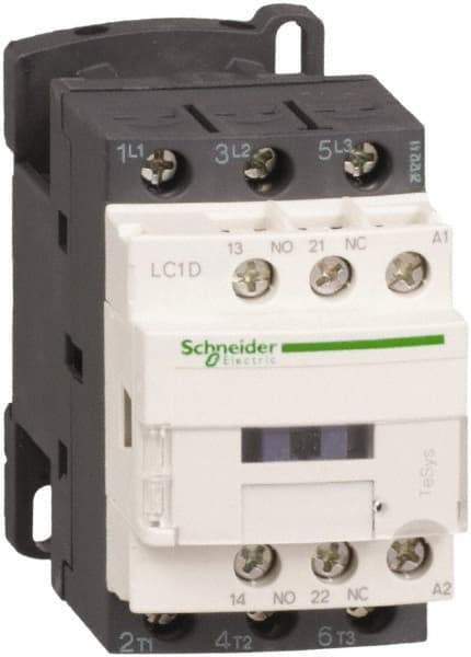 Schneider Electric - 3 Pole, 115 Coil VAC at 50/60 Hz, 38 Amp at 440 VAC, Nonreversible IEC Contactor - Bureau Veritas, CCC, CSA, CSA C22.2 No. 14, DNV, EN/IEC 60947-4-1, EN/IEC 60947-5-1, GL, GOST, LROS, RINA, RoHS Compliant, UL 508, UL Listed - Benchmark Tooling