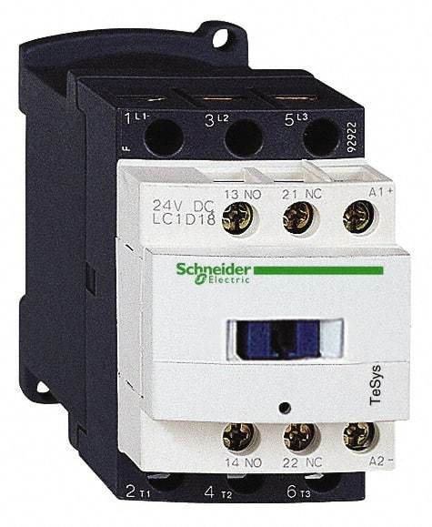 Schneider Electric - 3 Pole, 48 Coil VAC at 50/60 Hz, 18 Amp at 440 VAC and 32 Amp at 440 VAC, Nonreversible IEC Contactor - 1 Phase hp: 1 at 115 VAC, 3 at 230/240 VAC, 3 Phase hp: 10 at 460/480 VAC, 15 at 575/600 VAC, 5 at 200/208 VAC, 5 at 230/240 VAC - Benchmark Tooling