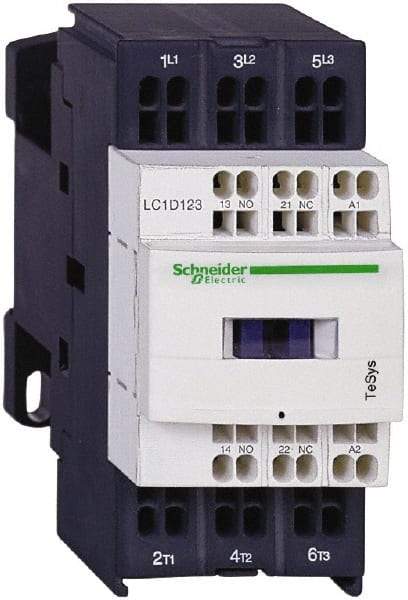 Schneider Electric - 3 Pole, 120 Coil VAC at 50/60 Hz, 18 Amp at 440 VAC and 25 Amp at 440 VAC, Nonreversible IEC Contactor - 1 Phase hp: 1 at 115 VAC, 3 at 230/240 VAC, 3 Phase hp: 10 at 460/480 VAC, 15 at 575/600 VAC, 5 at 200/208 VAC, 5 at 230/240 VAC - Benchmark Tooling