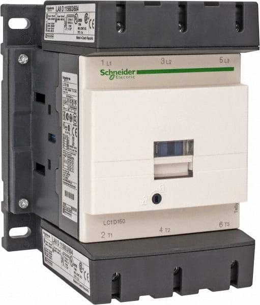 Schneider Electric - 3 Pole, 480 Coil VAC at 50/60 Hz, 150 Amp at 440 VAC, Nonreversible IEC Contactor - Bureau Veritas, CCC, CSA, CSA C22.2 No. 14, DNV, EN/IEC 60947-4-1, EN/IEC 60947-5-1, GL, GOST, LROS, RINA, RoHS Compliant, UL 508, UL Listed - Benchmark Tooling