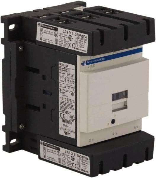 Schneider Electric - 3 Pole, 24 Coil VAC at 50/60 Hz, 150 Amp at 440 VAC, Nonreversible IEC Contactor - Bureau Veritas, CCC, CSA, CSA C22.2 No. 14, DNV, EN/IEC 60947-4-1, EN/IEC 60947-5-1, GL, GOST, LROS, RINA, RoHS Compliant, UL 508, UL Listed - Benchmark Tooling
