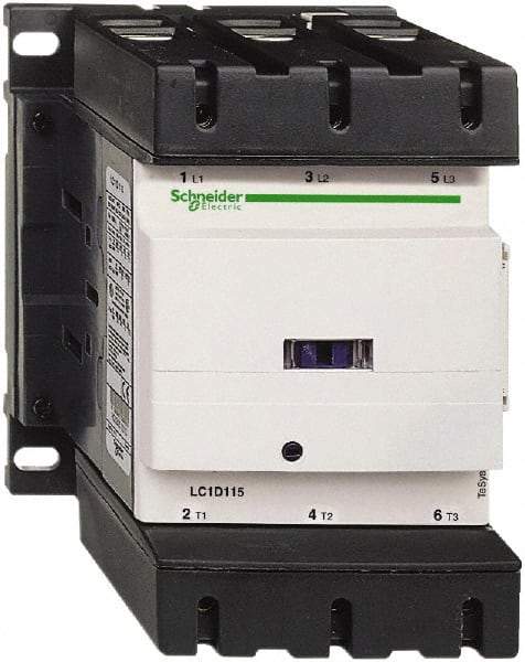 Schneider Electric - 3 Pole, 120 Coil VAC at 60 Hz, 115 Amp at 440 VAC, Nonreversible IEC Contactor - Bureau Veritas, CCC, CSA, CSA C22.2 No. 14, DNV, EN/IEC 60947-4-1, EN/IEC 60947-5-1, GL, GOST, LROS, RINA, RoHS Compliant, UL 508, UL Listed - Benchmark Tooling