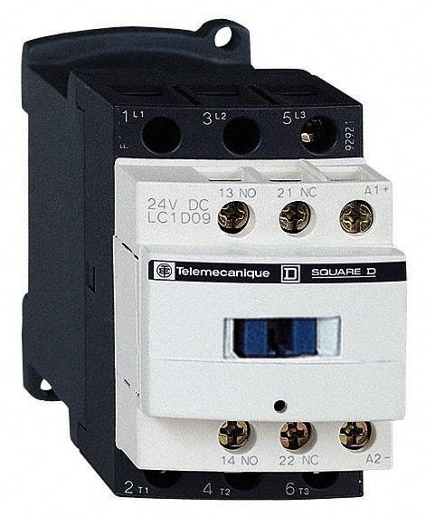 Schneider Electric - 3 Pole, 480 Coil VAC at 50/60 Hz, 25 Amp at 440 VAC and 9 Amp at 440 VAC, Nonreversible IEC Contactor - 1 Phase hp: 0.5 at 115 VAC, 1 at 230/240 VAC, 3 Phase hp: 2 at 200/208 VAC, 2 at 230/240 VAC, 5 at 460/480 VAC, 7.5 at 575/600 VAC - Benchmark Tooling