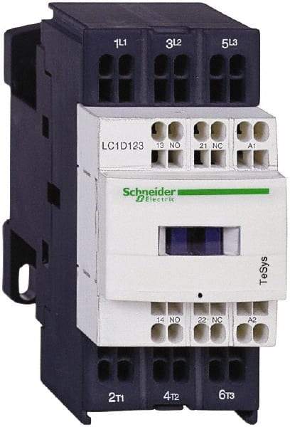 Schneider Electric - 3 Pole, 120 Coil VAC at 50/60 Hz, 16 Amp at 440 VAC and 9 Amp at 440 VAC, Nonreversible IEC Contactor - 1 Phase hp: 0.5 at 115 VAC, 1 at 230/240 VAC, 3 Phase hp: 2 at 200/208 VAC, 2 at 230/240 VAC, 5 at 460/480 VAC, 7.5 at 575/600 VAC - Benchmark Tooling