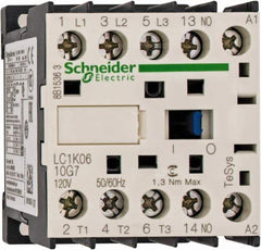 Schneider Electric - 3 Pole, 120 Coil VAC at 50/60 Hz, 6 Amp at 440 VAC, Nonreversible IEC Contactor - BS 5424, CSA, IEC 60947, NF C 63-110, RoHS Compliant, UL Listed, VDE 0660 - Benchmark Tooling