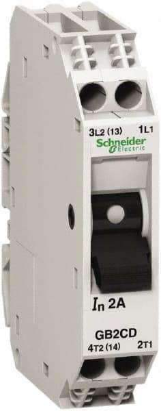 Schneider Electric - 10 Amp, 1 Pole, Backplate, Clip, DIN Rail Mount Circuit Protector - Thermal Magnetic Trip, Multiple Breaking Capacity Ratings, 67mm Deep x 74mm High x 15mm Wide - Benchmark Tooling