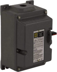 Square D - 3 Poles, 27 Amp, M-1 NEMA, Enclosed Pushbutton Manual Motor Starter - 10 hp at 380 to 575 VAC & 7-1/2 hp at 200 to 230 VAC, CSA, NEMA 7/9 & UL Listed - Benchmark Tooling