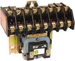 Square D - No Enclosure, 8 Pole, Electrically Held Lighting Contactor - 20 A (Tungsten), 30 A (Fluorescent), 24 VAC at 60 Hz, 8NO Contact Configuration - Benchmark Tooling