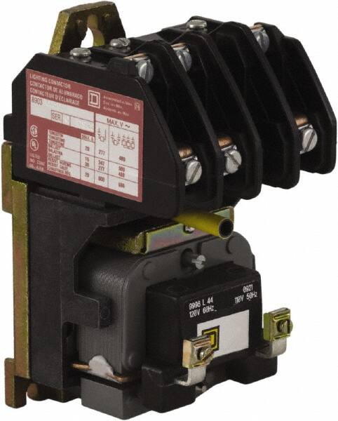 Square D - No Enclosure, 3 Pole, Electrically Held Lighting Contactor - 20 A (Tungsten), 30 A (Fluorescent), 24 VAC at 60 Hz, 3NO Contact Configuration - Benchmark Tooling