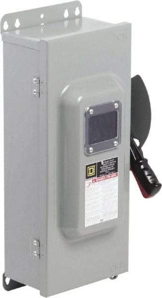 Square D - 100 Amp, 600 VAC/VDC, 3 Pole Nonfused Safety Switch - NEMA 12 & 3R, 40 hp at 600 VAC, 50 hp at 600 VDC (Single Phase), 100 hp at 600 VAC, 50 hp at 600 VDC (Triple Phase) - Benchmark Tooling