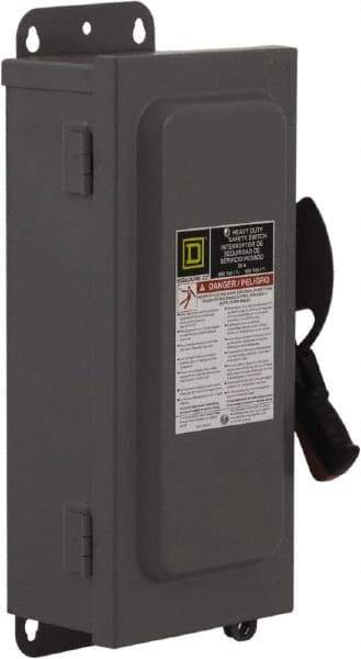 Square D - 60 Amp, 600 VAC/VDC, 3 Pole Fused Safety Switch - NEMA 12, 20 hp at 480 VDC (Single Phase), 50 hp at 600 VAC, 30 hp at 600 VDC (Triple Phase), 3PST Contact Form - Benchmark Tooling