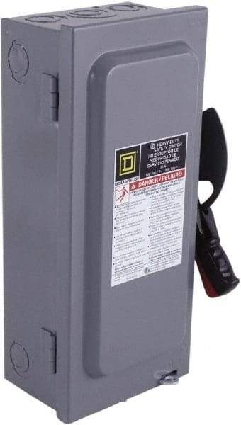 Square D - 100 Amp, 240 VAC, 250 VDC, 3 Pole Fused Safety Switch - NEMA 1, 15 hp at 240 VAC, 20 hp at 250 VDC (Single Phase), 30 hp at 240 Vac, 20 hp at 250 VDC (Triple Phase), 3PST Contact Form - Benchmark Tooling