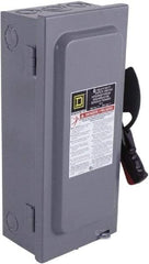 Square D - 100 Amp, 240 VAC, 250 VDC, 2 Pole Fused Safety Switch - NEMA 1, 15 hp at 240 VAC, 20 hp at 250 VDC (Single Phase), 30 hp at 240 Vac, 20 hp at 250 VDC (Triple Phase), DPST Contact Form - Benchmark Tooling