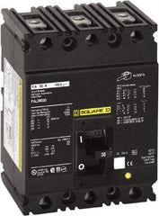 Square D - 35 Amp, 250 VDC, 480 VAC, 3 Pole, Panel Mount Molded Case Circuit Breaker - Thermal Magnetic Trip, 18 kA at 480/600 VAC Breaking Capacity, 12-1/0 (Aluminum), 14-1/0 (Copper) AWG, 4.13 Inch Deep x 6 Inch High x 4-1/2 Inch Long - Benchmark Tooling