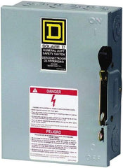 Square D - 30 Amp, 240 V, 2 Pole Fused Safety Switch - NEMA 1, 3 hp at 240 VAC (Single Phase), 7.5 hp at 240 VAC (Triple Phase), DPST Contact Form - Benchmark Tooling