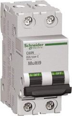 Schneider Electric - 15 Amp, 2 Pole, DIN Rail Mount Standard Circuit Breaker - Multiple Breaking Capacity Ratings, 14-4 (Copper) AWG, 3 Inch Deep x 3.19 Inch High x 1.42 Inch Wide - Benchmark Tooling