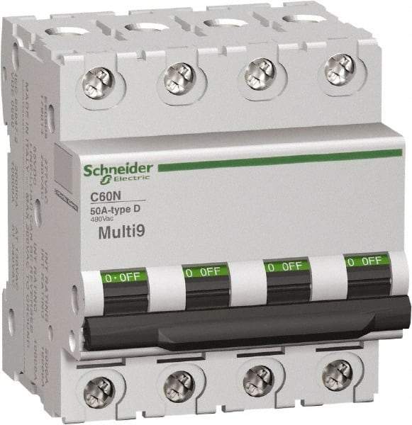 Schneider Electric - 16 Amp, 480Y/277 V, 4 Pole, DIN Rail Mount Miniature Circuit Breaker - Thermal Magnetic Trip - Benchmark Tooling