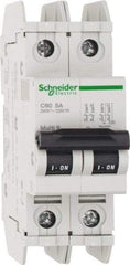 Schneider Electric - 5 Amp, 125 VDC, 240 VAC, 60 VDC, 1 Pole, DIN Rail Mount, Fixed Mount Miniature Circuit Breaker - Thermal Magnetic Trip, Multiple Breaking Capacity Ratings, 73mm Deep x 107mm High x 36mm Wide - Benchmark Tooling