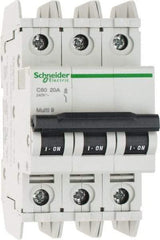 Schneider Electric - 20 Amp, 125 VDC, 240 VAC, 60 VDC, 3 Pole, DIN Rail Mount, Fixed Mount Miniature Circuit Breaker - Thermal Magnetic Trip, Multiple Breaking Capacity Ratings, 73mm Deep x 107mm High x 54mm Wide - Benchmark Tooling