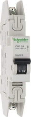 Schneider Electric - 2 Amp, 120/240 VAC, 1 Pole, DIN Rail Mounted Miniature Circuit Breaker - Thermal Magnetic Trip, 10 kA at 240 VAC Breaking Capacity, 14-4 AWG, 73mm Deep x 123.4mm High x 18mm Wide - Benchmark Tooling