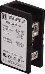 Square D - 1 Pole, 135 (Aluminium), 175 (Copper) Amp, Phenolic Power Distribution Block - 600 VAC, 1 Primary Connection - Benchmark Tooling