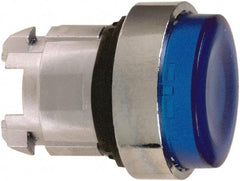 Schneider Electric - 22mm Mount Hole, Extended Straight, Pushbutton Switch Only - Round, Blue Pushbutton, Nonilluminated, Momentary (MO) - Benchmark Tooling