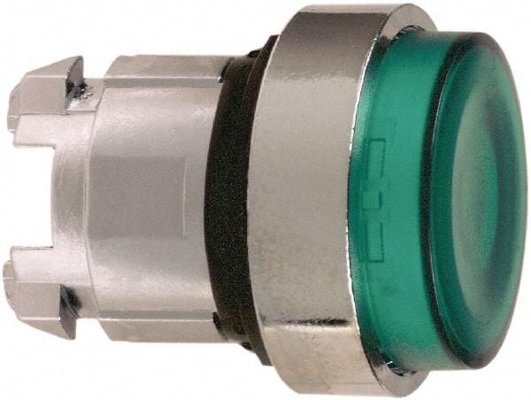 Schneider Electric - 22mm Mount Hole, Extended Straight, Pushbutton Switch Only - Round, Green Pushbutton, Illuminated, Maintained (MA) - Benchmark Tooling