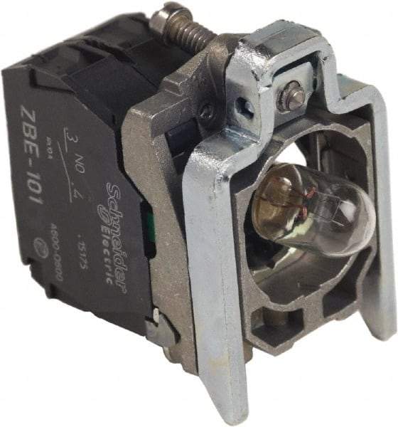 Schneider Electric - Pushbutton Switch Mounting Collar with Contact Block & Light Module - BA 9s Lamp - Benchmark Tooling