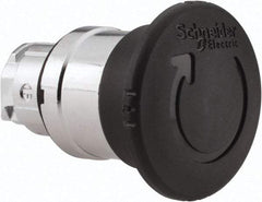 Schneider Electric - 22mm Mount Hole, Extended Mushroom Head, Pushbutton Switch Only - Round, Black Pushbutton, Nonilluminated, Maintained (MA) - Benchmark Tooling