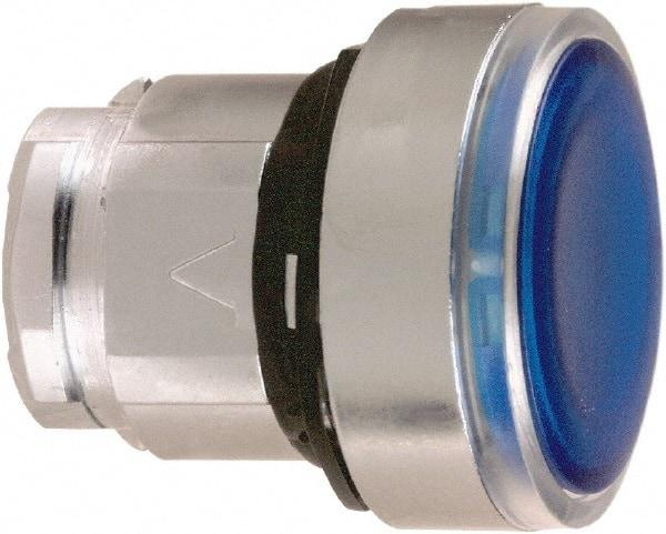 Schneider Electric - 22mm Mount Hole, Flush, Pushbutton Switch Only - Round, Blue Pushbutton, Illuminated, Maintained (MA) - Benchmark Tooling