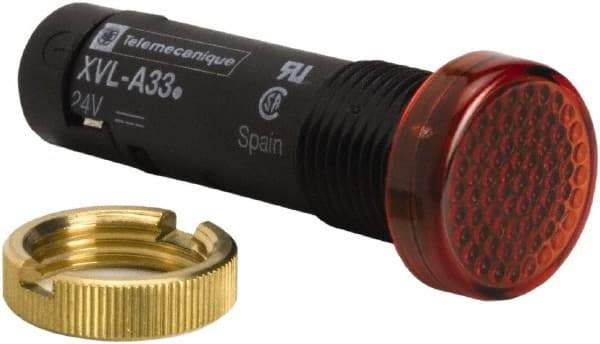 Schneider Electric - 24 V Red Lens LED Pilot Light - Threaded Connector, 16mm Wide - Benchmark Tooling