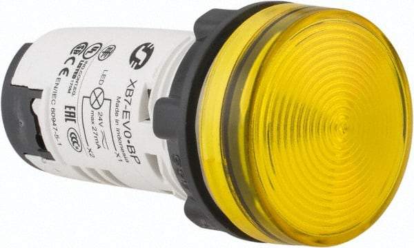 Schneider Electric - 24 V Yellow Lens LED Pilot Light - Round Lens, Screw Clamp Connector, 29mm Wide - Benchmark Tooling