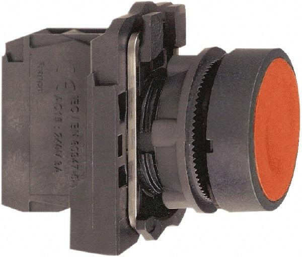 Schneider Electric - 22mm Mount Hole, Flush, Pushbutton Switch with Contact Block - Round, Red Pushbutton, Momentary (MO) - Benchmark Tooling