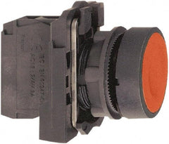 Schneider Electric - 22mm Mount Hole, Flush, Pushbutton Switch with Contact Block - Round, Red Pushbutton, Momentary (MO) - Benchmark Tooling