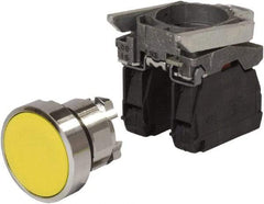 Schneider Electric - 0.87 Inch Mount Hole, Pushbutton Switch with Contact Block - Round, Yellow Pushbutton, Nonilluminated, Momentary (MO), Anticorrosive, Dust Resistant and Vaportight - Benchmark Tooling