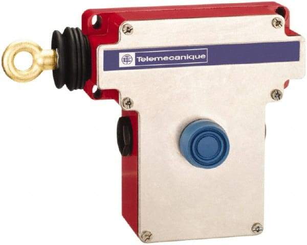 Telemecanique Sensors - 10 Amp, NO/NC Configuration, Left Hand Operation, Rope Operated Limit Switch - Pushbutton Reset, Rope Pull, No Pilot Light, 300 VAC - Benchmark Tooling