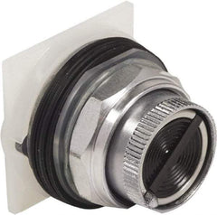 Schneider Electric - 30mm Mount Hole, Pushbutton Switch Only - Round, Black Pushbutton, Nonilluminated, Maintained (MA), Momentary (MO) - Benchmark Tooling