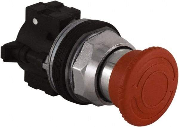 Schneider Electric - Extended Mushroom Head Pushbutton Switch Emergency Stop - Red, Round Button - Benchmark Tooling