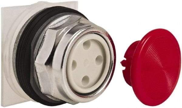 Schneider Electric - 30mm Mount Hole, Extended Straight, Pushbutton Switch Only - Round, Red Pushbutton, Momentary (MO), Weatherproof, Dust and Oil Resistant - Benchmark Tooling