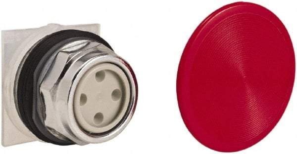 Schneider Electric - 30mm Mount Hole, Extended Straight, Pushbutton Switch Only - Round, Red Pushbutton, Momentary (MO), Weatherproof, Dust and Oil Resistant - Benchmark Tooling