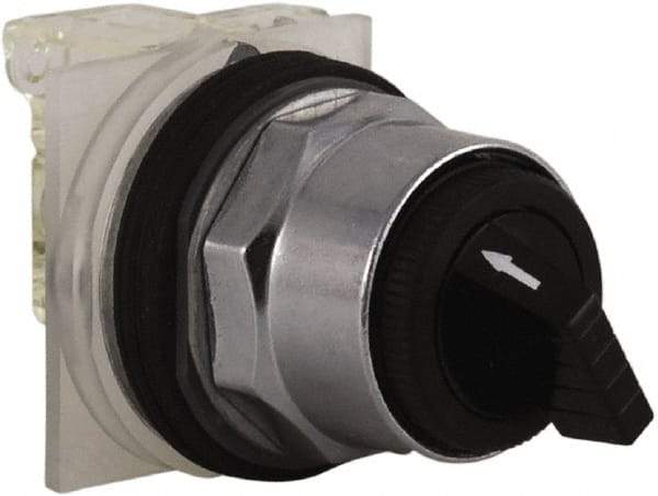 Schneider Electric - 30mm Mount Hole, 2 Position, Knob and Pushbutton Operated, Selector Switch - Black, Maintained (MA), NO/NC, Weatherproof and Dust and Oil Resistant - Benchmark Tooling