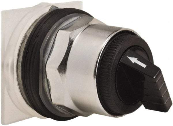 Schneider Electric - 30mm Mount Hole, 2 Position, Knob and Pushbutton Operated, Selector Switch Only - Black, Momentary (MO), without Contact Blocks, Weatherproof and Dust and Oil Resistant - Benchmark Tooling