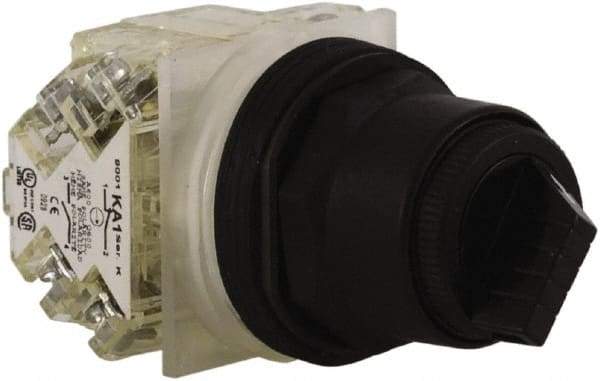 Schneider Electric - 30mm Mount Hole, 2 Position, Knob and Pushbutton Operated, Selector Switch - Black, Maintained (MA), Anticorrosive, Weatherproof, Dust and Oil Resistant - Benchmark Tooling