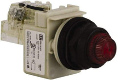 Schneider Electric - 110 VAC at 50/60 Hz via Transformer, 120 VAC at 50/60 Hz via Transformer Red Lens Press-to-Test Indicating Light - Round Lens, Screw Clamp Connector, Corrosion Resistant, Dust Resistant, Oil Resistant - Benchmark Tooling